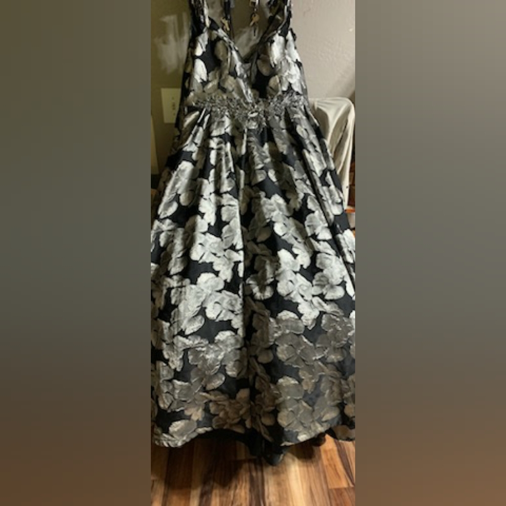 Floral Formal Dress with Silver Sequins - Picture 4 of 7